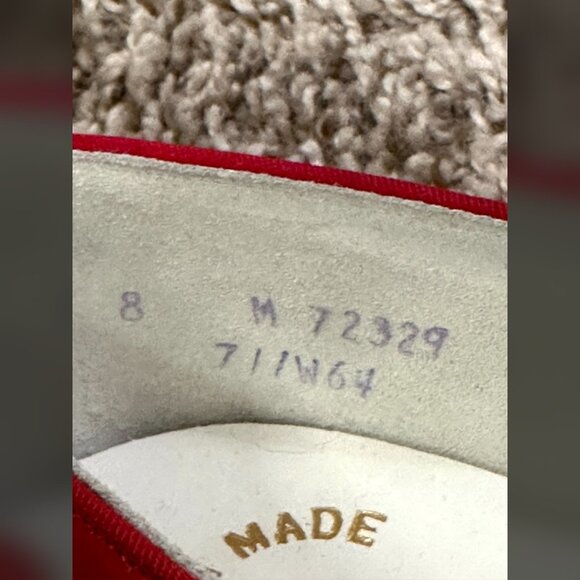 50s NWT Candy Apple Red DeAngelo Stiletto Leather Deadstock Marshall Fields 8B - Picture 3 of 8